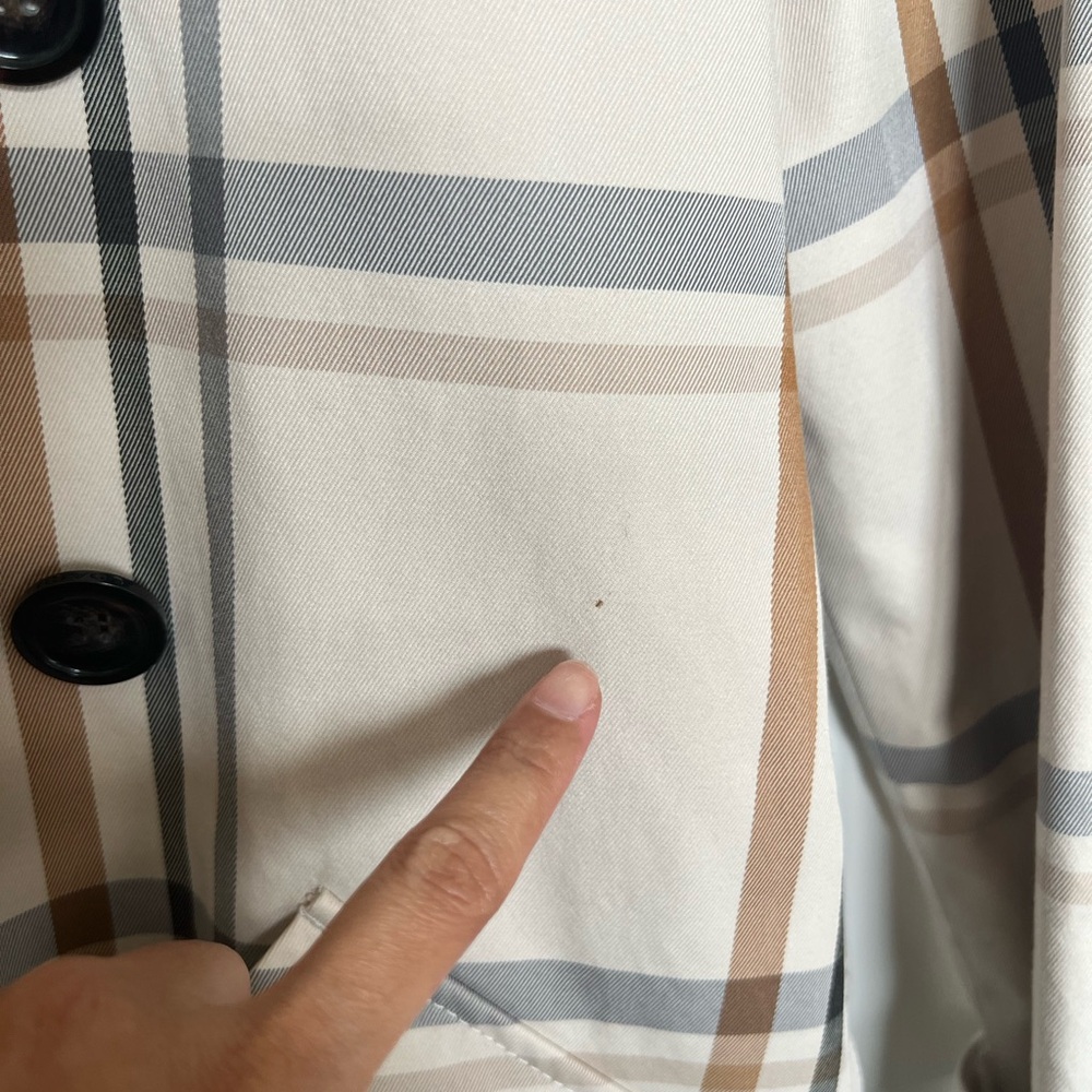 Coach Cream and Brown Plaid Jacket Trench Coat XXS - Picture 6 of 7